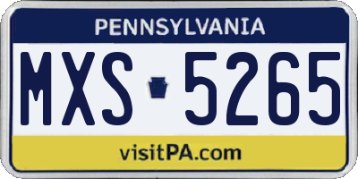 PA license plate MXS5265