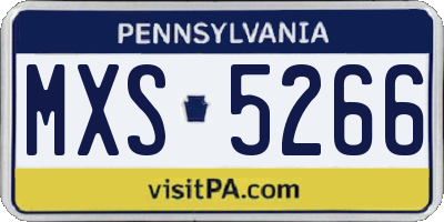 PA license plate MXS5266