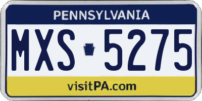 PA license plate MXS5275