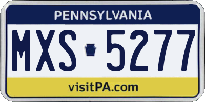 PA license plate MXS5277
