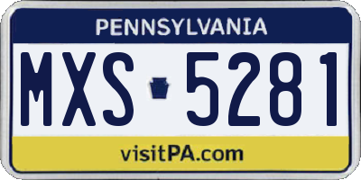 PA license plate MXS5281