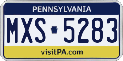 PA license plate MXS5283