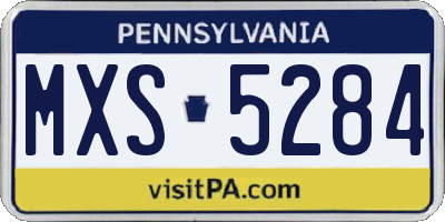 PA license plate MXS5284