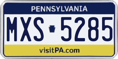 PA license plate MXS5285