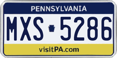 PA license plate MXS5286