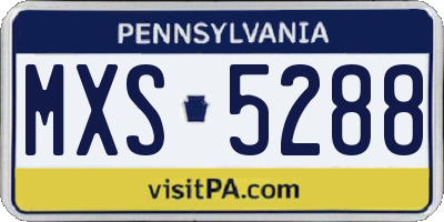 PA license plate MXS5288