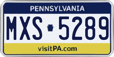 PA license plate MXS5289