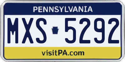 PA license plate MXS5292
