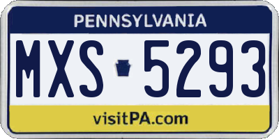 PA license plate MXS5293