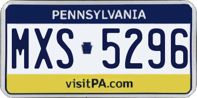 PA license plate MXS5296