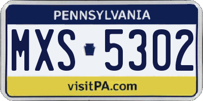 PA license plate MXS5302