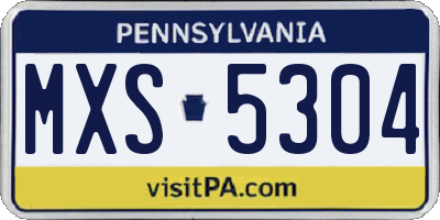 PA license plate MXS5304