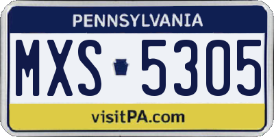 PA license plate MXS5305