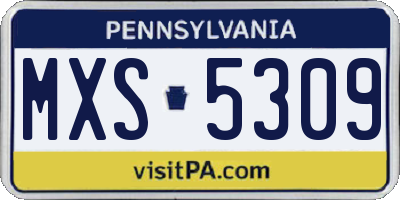 PA license plate MXS5309
