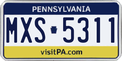 PA license plate MXS5311