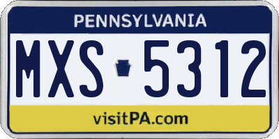 PA license plate MXS5312