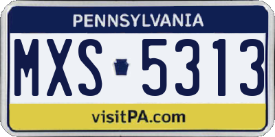PA license plate MXS5313