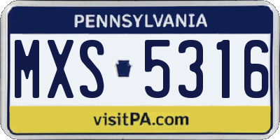 PA license plate MXS5316