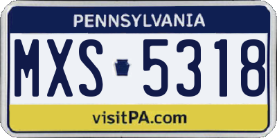 PA license plate MXS5318
