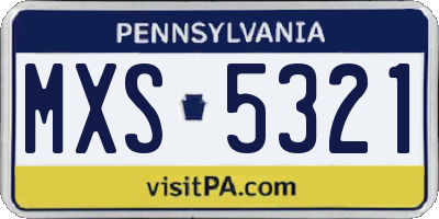 PA license plate MXS5321