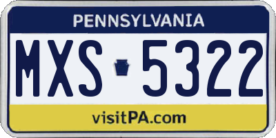 PA license plate MXS5322