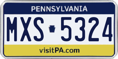 PA license plate MXS5324