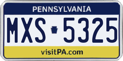 PA license plate MXS5325