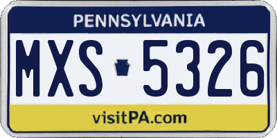 PA license plate MXS5326