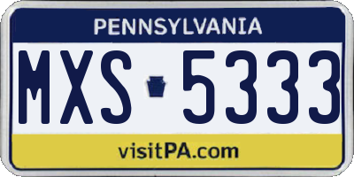 PA license plate MXS5333