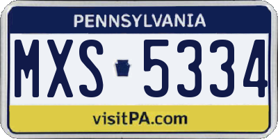 PA license plate MXS5334