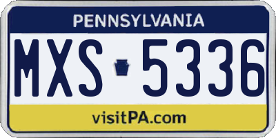 PA license plate MXS5336