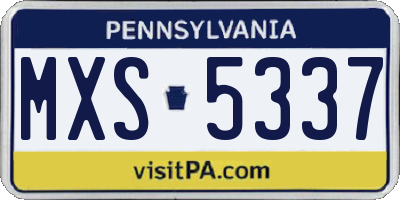 PA license plate MXS5337