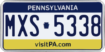 PA license plate MXS5338