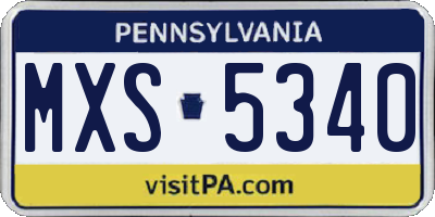 PA license plate MXS5340