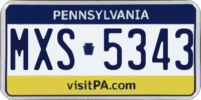 PA license plate MXS5343