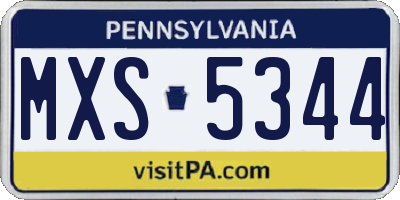 PA license plate MXS5344