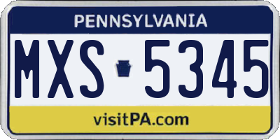 PA license plate MXS5345