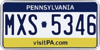 PA license plate MXS5346