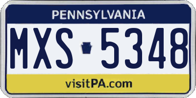 PA license plate MXS5348