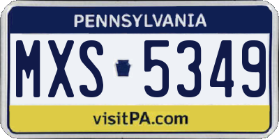 PA license plate MXS5349