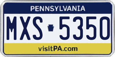 PA license plate MXS5350