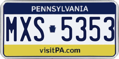 PA license plate MXS5353