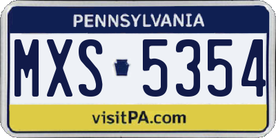 PA license plate MXS5354