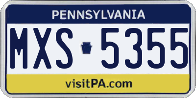 PA license plate MXS5355