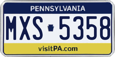 PA license plate MXS5358