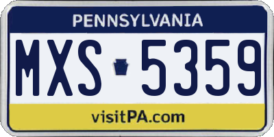 PA license plate MXS5359