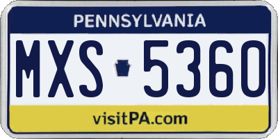 PA license plate MXS5360
