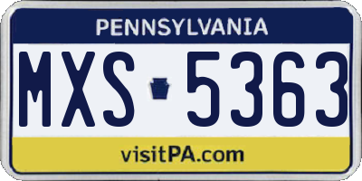 PA license plate MXS5363