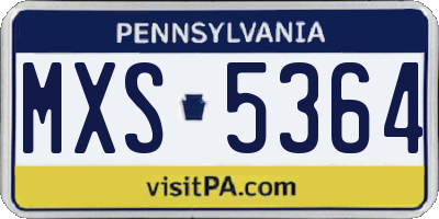 PA license plate MXS5364