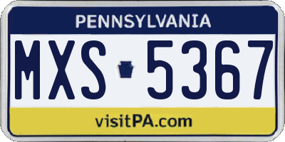 PA license plate MXS5367
